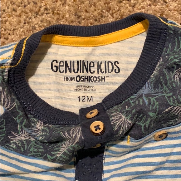 OshKosh Baby Boy Blue Trees Print Long Sleeve Bodysuit Shirt